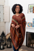 Knit poncho, 'Rivers of Red' - Red and Multi-Color Striped Acrylic Knit Poncho (image 2b) thumbail