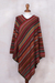 Knit poncho, 'Rivers of Red' - Red and Multi-Color Striped Acrylic Knit Poncho (image 2e) thumbail
