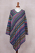 Knit poncho, 'Stripes in Bloom' - Fuchsia and Multi-Color Striped Acrylic Knit Poncho thumbail
