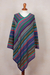 Knit poncho, 'Stripes in Bloom' - Fuchsia and Multi-Color Striped Acrylic Knit Poncho (image 2d) thumbail