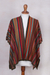 Knit ruana, 'Desert Strata' - Red and Multi-Color Striped Acrylic Knit Ruana (image 2d) thumbail