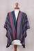 Knit kimono-style ruana, 'Garden Strata' - Fuchsia and Multi-Color Striped Acrylic Knit Ruana (image 2d) thumbail