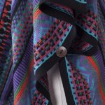 Knit kimono-style ruana, 'Garden Strata' - Fuchsia and Multi-colour Striped Acrylic Knit Ruana