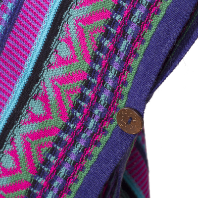 Gestrickter Kimono aus Alpakamischung - Peruanischer Ruana-Kimono aus mehrfarbiger Acryl- und Alpakamischung