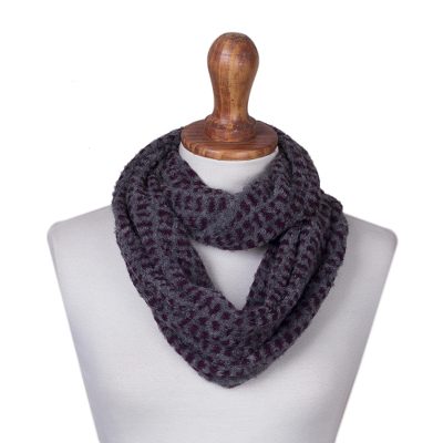 Alpaca blend infinity scarf, 'Animal Charm' - Peruvian Animal Print Style Alpaca Blend Knit Infinity Scarf