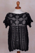100% pima cotton top, 'Midnight Blossoms' - Black Hand-Crocheted 100% Pima Cotton Top from Peru (image 2) thumbail