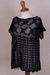 100% pima cotton top, 'Midnight Blossoms' - Black Hand-Crocheted 100% Pima Cotton Top from Peru (image 2b) thumbail