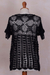 100% pima cotton top, 'Midnight Blossoms' - Black Hand-Crocheted 100% Pima Cotton Top from Peru (image 2c) thumbail
