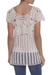 100% pima cotton top, 'Flower Power' - Ivory 100% Pima Cotton Hand Crocheted Floral Themed Top (image 2c) thumbail