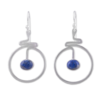 Round Lapis Lazuli Dangle Earrings from Peru