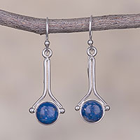 Lapis lazuli dangle earrings, 'Killa Moon' - Lapis Lazuli and Sterling Silver Earrings from Peru