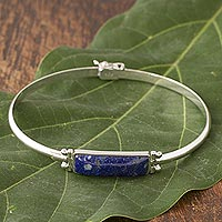 Lapis lazuli pendant bracelet, 'Andean Rectangle' - Rectangular Lapis Lazuli Pendant Bracelet from Peru