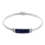 Lapis lazuli pendant bracelet, 'Andean Rectangle' - Rectangular Lapis Lazuli Pendant Bracelet from Peru