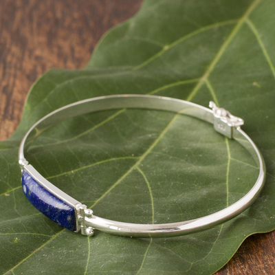 Lapis lazuli pendant bracelet, 'Andean Rectangle' - Rectangular Lapis Lazuli Pendant Bracelet from Peru