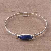 Lapis lazuli pendant bracelet, 'Fantastic Eye' - Lapis Lazuli and Sterling Silver Pendant Bracelet from Peru