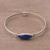 Lapis lazuli pendant bracelet, 'Eternal Gaze' - Lapis Lazuli and Sterling Silver Bracelet from Peru