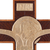 Cedar wood and bronze leaf wall cross, 'Byzantine Christ in Gold' - Handcrafted Cedar and Bronze Leaf Wall Cross from Peru (image 2c) thumbail