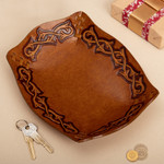 Leather catchall, 'Bramblebush' - Peruvian Handcrafted Tooled Leather Andean Catchall