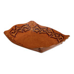 Leather catchall, 'Bramblebush' - Peruvian Handcrafted Tooled Leather Andean Catchall