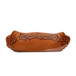 Leather catchall, 'Bramblebush' - Peruvian Handcrafted Tooled Leather Andean Catchall