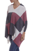 100% baby alpaca poncho, 'Checkmate in Pink' - Baby Alpaca Knit Poncho with White Grey and Pink Squares (image 2c) thumbail
