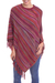 100% Alpaca poncho, 'Swirling Fire' - Multi-Color Striped 100% Alpaca Wool Knit Fringed Poncho (image 2a) thumbail