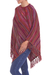 100% Alpaca poncho, 'Swirling Fire' - Multi-Color Striped 100% Alpaca Wool Knit Fringed Poncho