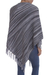 100% Alpaca poncho, 'Swirling Clouds' - Black and Grey Striped 100% Alpaca Wool Knit Fringed Poncho (image 2c) thumbail