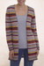 100% alpaca cardigan, 'Pattern Cornucopia' - Multi-Color Patterned Striped 100% Alpaca Knit Cardigan (image 2) thumbail