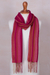 Baby alpaca blend scarf, 'Pink Parade' - Handwoven Baby Alpaca Blend Pink Striped Scarf from Peru (image 2) thumbail