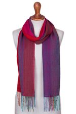 Baby alpaca blend scarf, 'colour Play' - Baby Alpaca Blend Multicoloured Striped Scarf from Peru