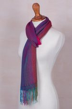 Baby alpaca blend scarf, 'colour Play' - Baby Alpaca Blend Multicoloured Striped Scarf from Peru