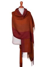 Baby alpaca blend shawl, 'Autumn Glory' - Handwoven Autumn-Colored Baby Alpaca Blend Shawl from Peru