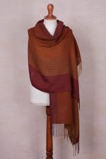 Baby alpaca blend shawl, 'Autumn Glory' - Handwoven Autumn-Colored Baby Alpaca Blend Shawl from Peru