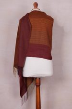 Baby alpaca blend shawl, 'Autumn Glory' - Handwoven Autumn-Colored Baby Alpaca Blend Shawl from Peru