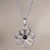 Obsidian filigree pendant necklace, 'Margarita Dream' - Floral Obsidian Floral Pendant Necklace from Peru (image 2) thumbail