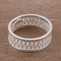 Sterling silver filigree band ring, 'Imperial Elegance' - Handcrafted Sterling Silver Filigree Band Ring from Peru