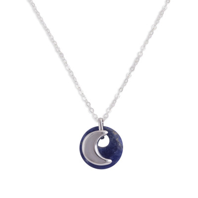 Sodalite pendant necklace, 'Blue Moon Eclipse' - Moon-Themed Sodalite Pendant Necklace from Peru