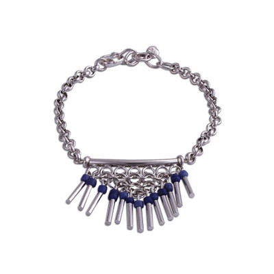 Sodalite pendant bracelet, 'Blue Kingdom' - Sodalite and Sterling Silver Pendant Bracelet from Peru