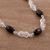Obsidian link necklace, 'Elegant Night' - Obsidian and Sterling Silver Link Necklace from Peru (image 2b) thumbail