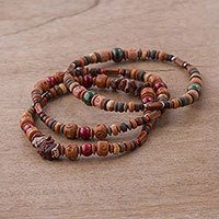 Jasper and ceramic beaded stretch bracelets, Stalwart (set of 3)