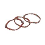 Jasper and ceramic beaded stretch bracelets, 'Stalwart' (set of 3) - Three Jasper Sterling Silver and Ceramic Beaded Bracelets