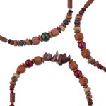 Jasper and ceramic beaded stretch bracelets, 'Stalwart' (set of 3) - Three Jasper Sterling Silver and Ceramic Beaded Bracelets