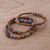 Hematite and ceramic beaded stretch bracelets, 'Andean Eyes' (set of 3) - Three Hematite and Ceramic Beaded Bracelets in Earth Tones thumbail