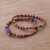 Amethyst and ceramic beaded stretch bracelets, 'Andean Joy' (pair) - Two Amethyst and Ceramic Beaded Stretch Bracelets from Peru (image 2) thumbail