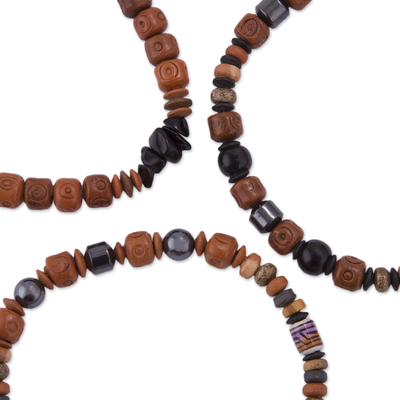 Stretch-Armbänder aus Onyx, Hämatit und Keramikperlen (3er-Set) - Drei Armbänder aus Onyx-Hämatit- und Keramikperlen aus Peru