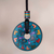 Ceramic pendant necklace, 'Garden of the Sun' - Hand Painted Blue Multicolored Ceramic Pendant Necklace (image 2) thumbail