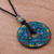 Ceramic pendant necklace, 'Garden of the Sun' - Hand Painted Blue Multicolored Ceramic Pendant Necklace (image 2b) thumbail