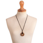 Ceramic pendant necklace, 'Copper Queen' - Peruvian Ceramic Pendant Necklace in Black and Copper Colors