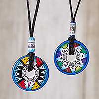Featured review for Ceramic pendant necklaces, Evening Fiesta (pair)